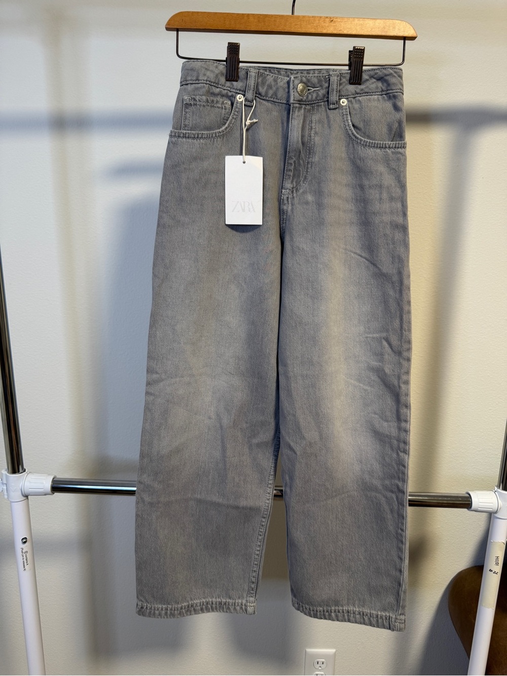 Zara Kids. Girls Gray Wide Leg Denim Jeans 9-10 Years 140cm NWT